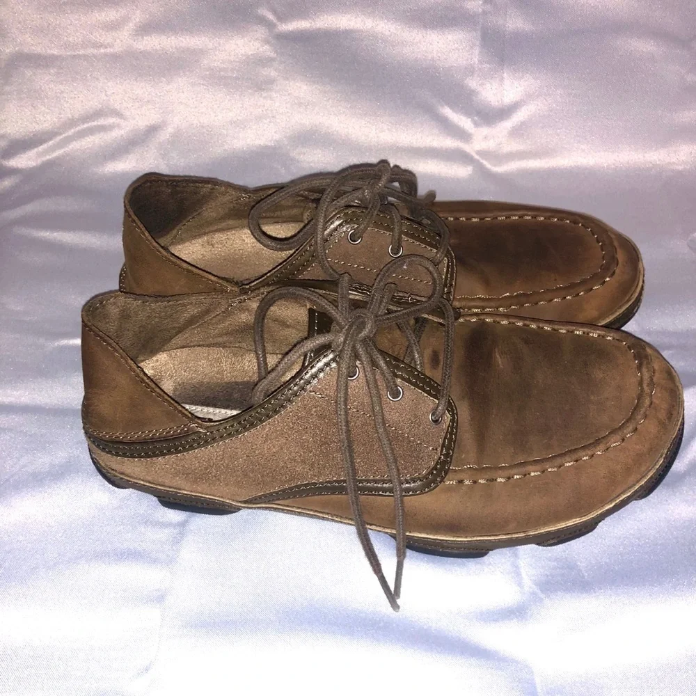 OLUKAI KUPA'A MENS BROWN LEATHER/SUEDE LACE OXFORD